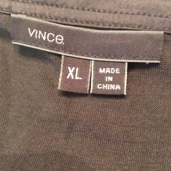 Vince mixed materials of soft modal cashmere poly long sleeve deep v neck top - Picture 6 of 9